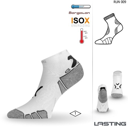 Уцененный товар Носки Lasting RUN 009, microfiber+polypropylene, белый с черной полоской, размер M, RUN009-M(витрин.образец)