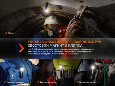 Уцененный товар Мультифонари Fenix HM61R V2.0 1600 Lumen IP68(Б/У. Сост. 4+ Полн. комплект)