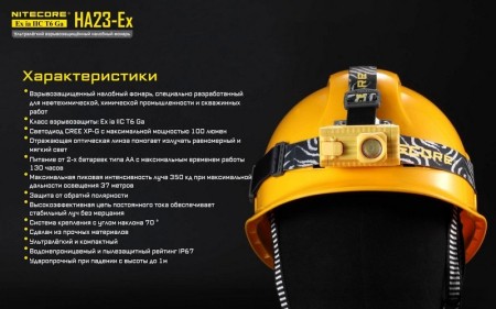 Налобный фонарь Nitecore HA23-Ex CREE XP-G 150°, 19548