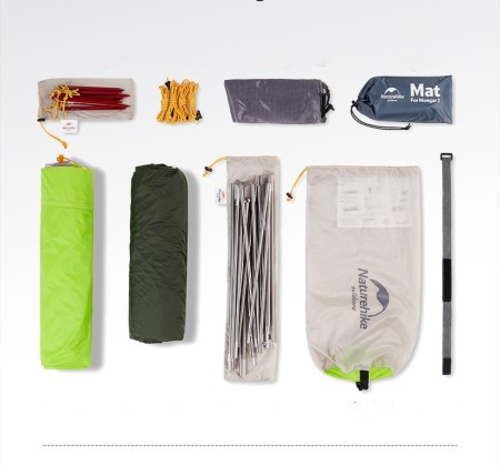 Палатка 2-местная Naturehike сверхлегкая Mongar NH17T007-M, 20D , светло-зеленый, 6927595708088