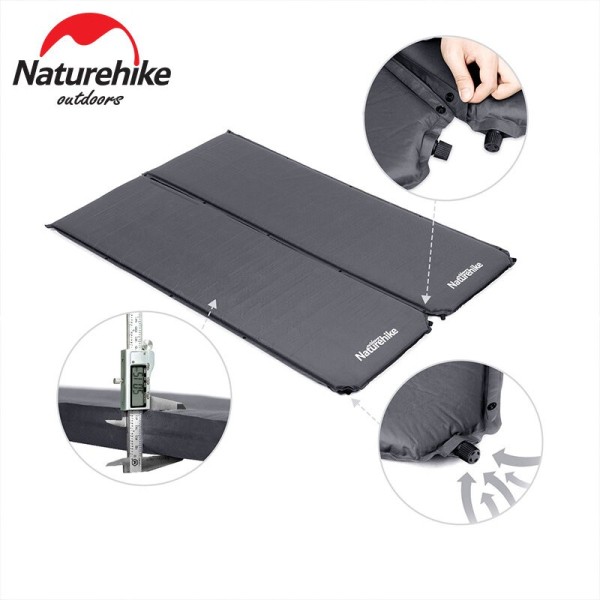 Коврик самонадувной туристический Naturehike D03 Dark Grey, 6927595711491
