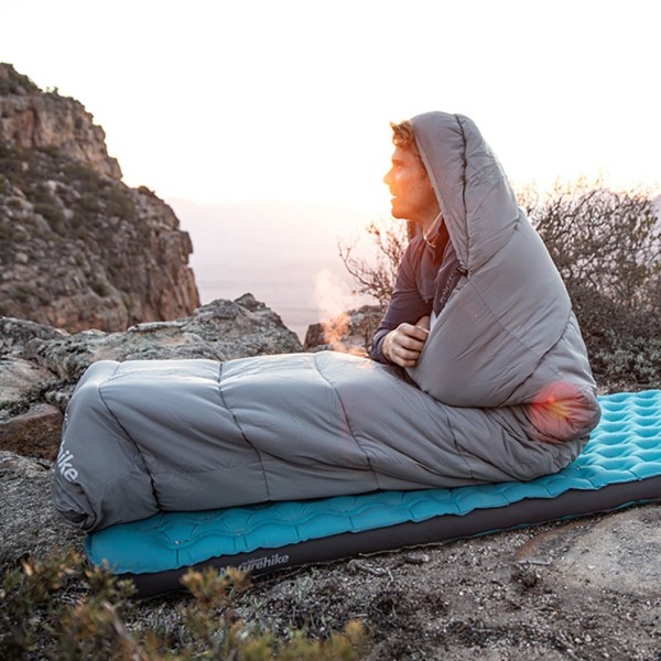 Ультралёгкий спальный мешок Naturehike CNK2350WS023 M400 хлопковый с капюшоном весна осень серый