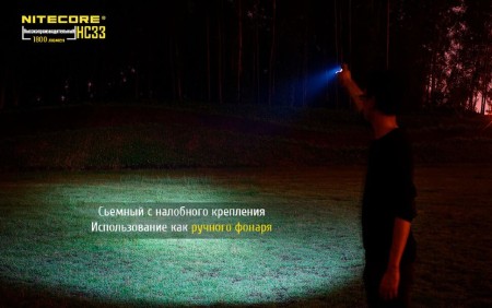 Уцененный товар Фонарь налобный  Nitecore HC33 Cree XPH35 HD(Полн. комплект. Состояние хорошее. Упаковка надорвана)