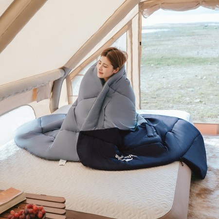 Спальный мешок Naturehike Sunny Day PL02 CNK2550WS028 U450, синий с голубым, молния слева