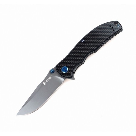 Уцененный товар Нож Ganzo G7513 карбон, G7513-CF(Состояние 4+. Полн. комплект. Для выброса клинка и фиксации с помощью флиппера, требуется взмах кисти)