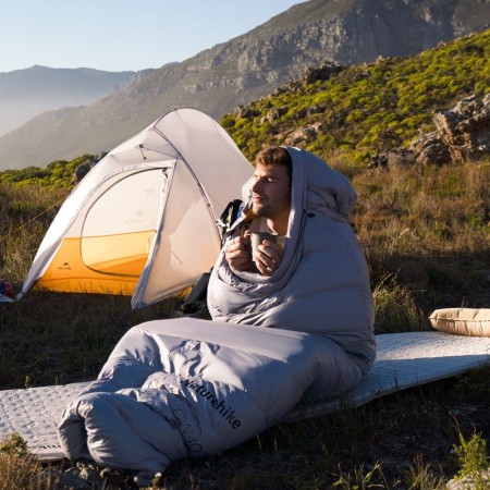 Мешок спальный Naturehike CW400 NH18C400-D с утиным пухом, размер L, черный, 6927595794548