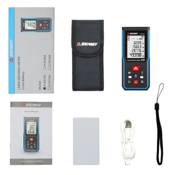 Уцененный товар. Лазерный дальномер SNDWAY H-D510A 50м(Витрин. образец. Вскрыт. упаковка)