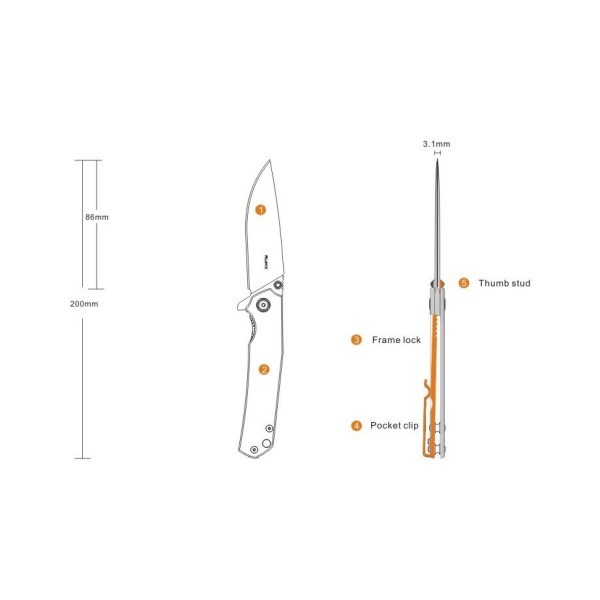 Нож Ruike P801 серебряно-синий, P801-SF
