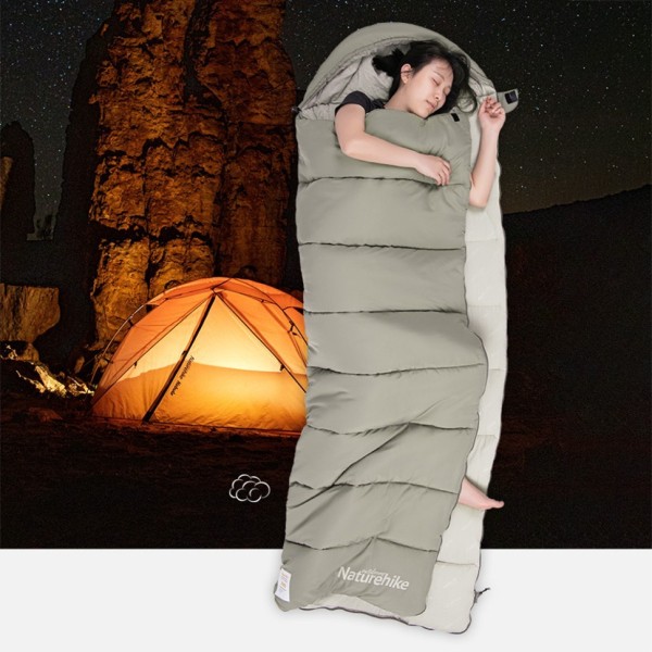 Ультралёгкий спальный мешок Naturehike CNK2350WS023 M400 хлопковый с капюшоном весна осень зеленый