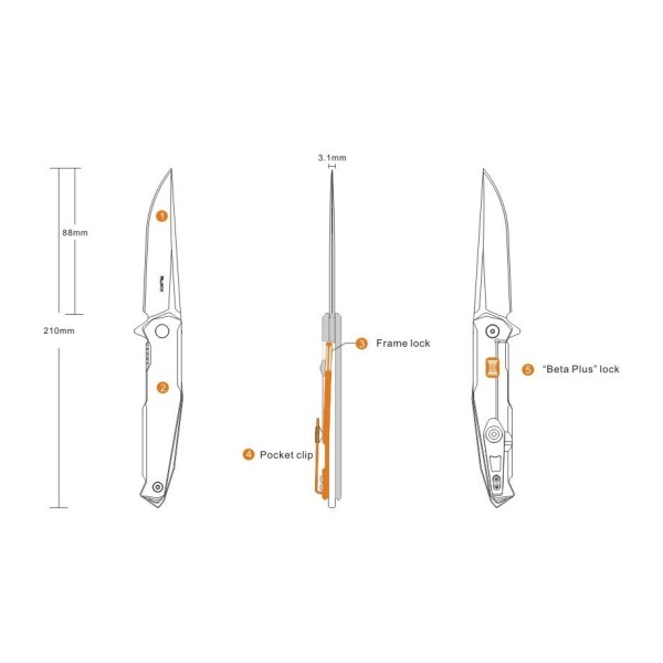 Нож Ruike P108-SF серебряно-синий