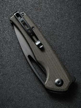 Складной нож SENCUT Mims 9Cr18MoV Steel Black Stonewashed Handle Dark Green Canvas Micarta