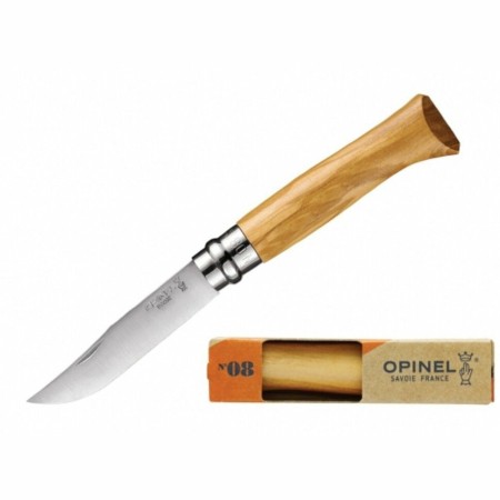Уцененный товар Нож Opinel №8,002020 нержавеющая сталь, рукоять из оливкового дерева в картонной коробке (Сколы на лезвии, царапины.)