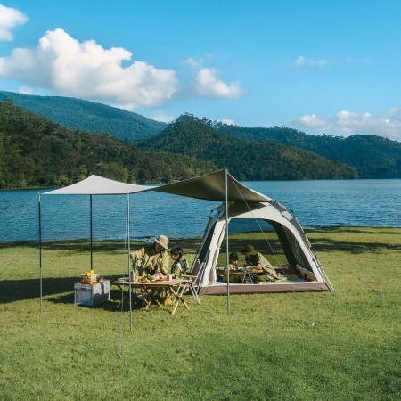 Палатка Naturehike Ango Automatic CNK2550WS010 трёхместная, малая, c навесом, светло-серая с серым