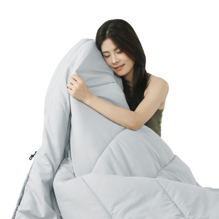 Спальный мешок Naturehike CNK2350WS023 MS500 с капюшоном, серый, молния слева