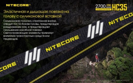 Уцененный товар Фонарь налобный Nitecore HC35,19064 (Б/У. Состояние хорошее. Нет оголовья(эластичных ремешков)