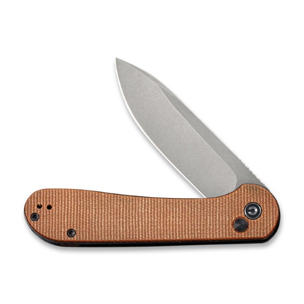 Складной нож CIVIVI Button Lock Elementum 14C28N Steel Gray Stonewashed Handle Brown Micarta