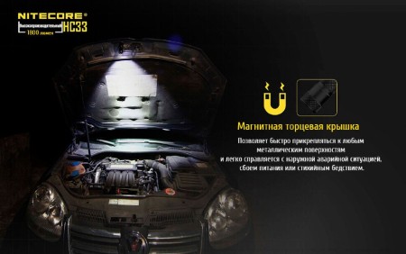 Уцененный товар Фонарь налобный  Nitecore HC33 Cree XPH35 HD(Полн. комплект. Состояние хорошее. Упаковка надорвана)