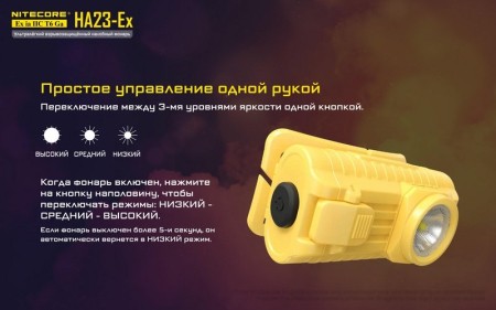 Налобный фонарь Nitecore HA23-Ex CREE XP-G 150°, 19548