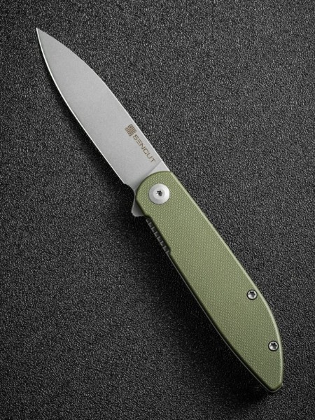 Складной нож SENCUT Bocll II D2 Steel Gray Stonewashed Handle G10 OD Green