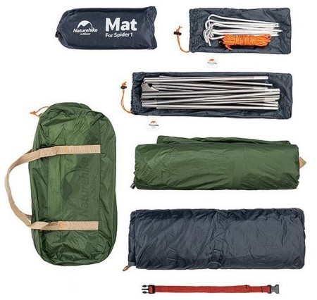 Палатка одноместная Naturehike сверхлегкая + коврик NH18A095-D, оранжевая, 6927595701836