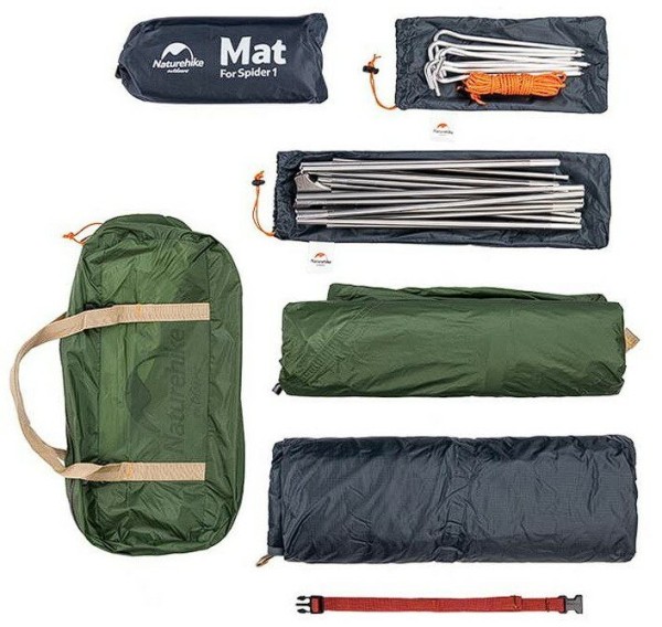 Палатка одноместная Naturehike сверхлегкая + коврик NH18A095-D, оранжевая, 6927595701836