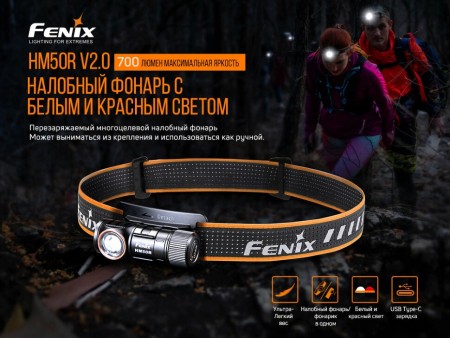 Фонарь Fenix налобный HM50R V2.0 700 люмен (Витрин. образец ,без аккумулятора)