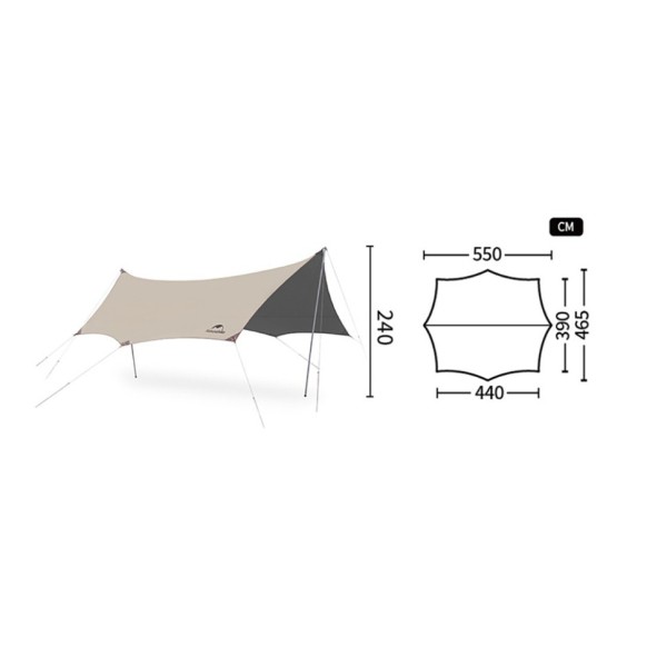 Тент Naturehike Cloud Skies Tarp C2350WS010 150D 550*465 см песочный, 6927595796481