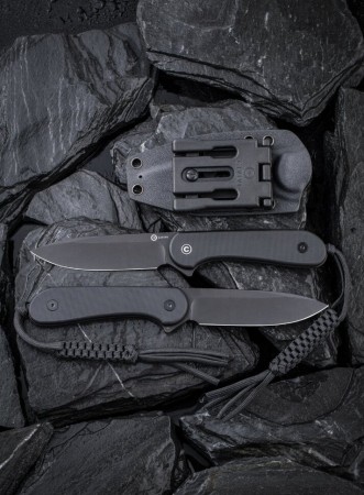 Нож CIVIVI Fixed Blade Elementum D2 Steel Black Stonewash Handle G10 Black