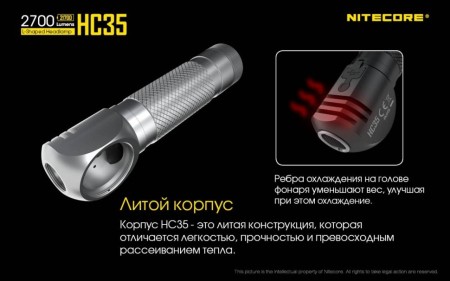 Уцененный товар Фонарь налобный Nitecore HC35,19064 (Б/У. Состояние хорошее. Нет оголовья(эластичных ремешков)