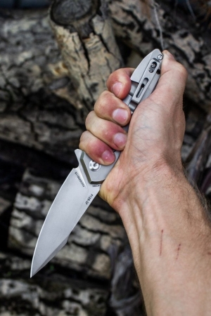 Нож складной Ruike P128-SF серый (Вскрытая, поврежден. упаковка)