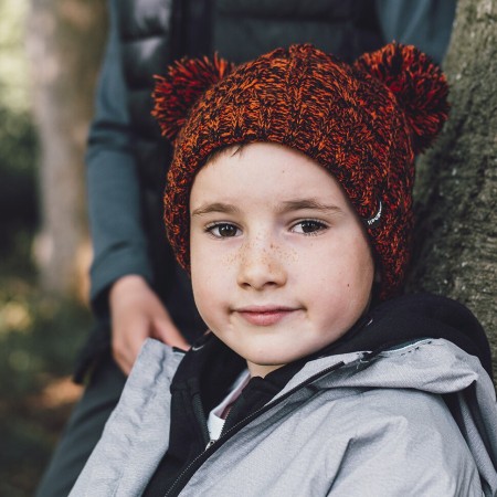 Водонепроницаемая детская шапка DexShell Kid's Beanie Cable Twin Pompom оранжевый