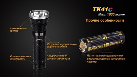 Уцененный товар Фонарь Fenix TK41C Cree XM-L2 U2(Б/У. Скол на корпусе. После ремонта)