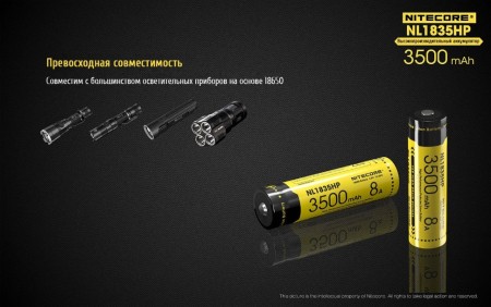 Уцененный товар Аккумулятор Nitecore NL1835HP 18650 3500mAh, 8A вскрытый,