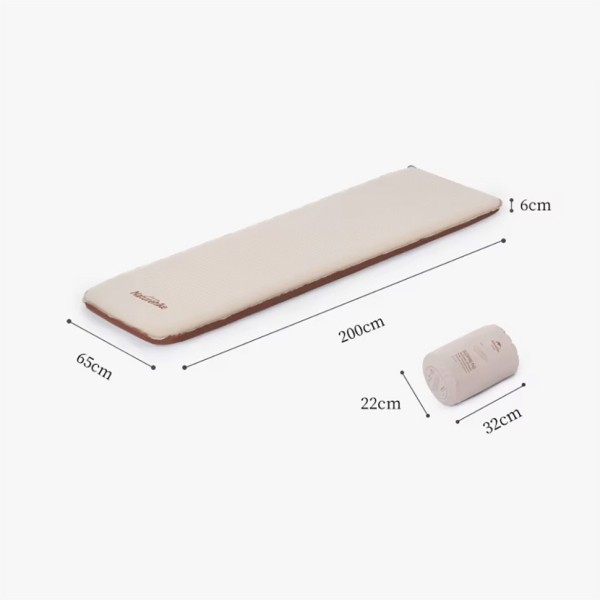 Коврик самонадувной Naturehike NH21FCD11 бежево-коричневый 6см, 6927595793312