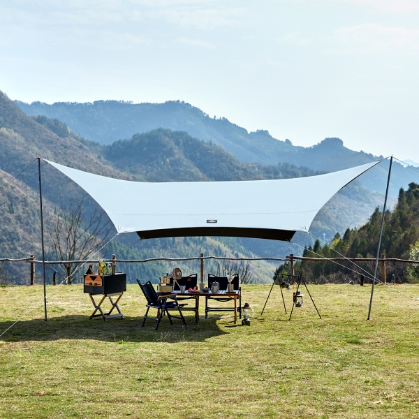 Тент Naturehike Hexagonal NH20TM087 68D, 520*420 см для кемпинга, серо-зеленый с двумя стойками