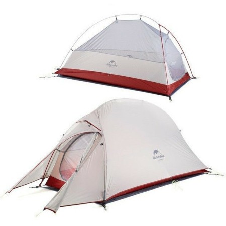 Палатка Naturehike Сloud up 1 NH18T010-T одноместная  с ковриком , серо-красная, 6927595730522