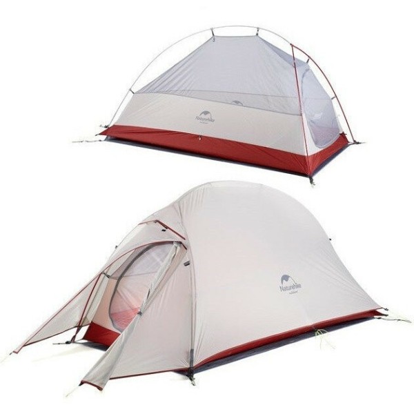 Палатка Naturehike Сloud up 1 NH18T010-T одноместная  с ковриком , серо-красная, 6927595730522