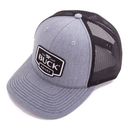 Бейсболка Buck Leather Patch Cap серо-черная (89142)