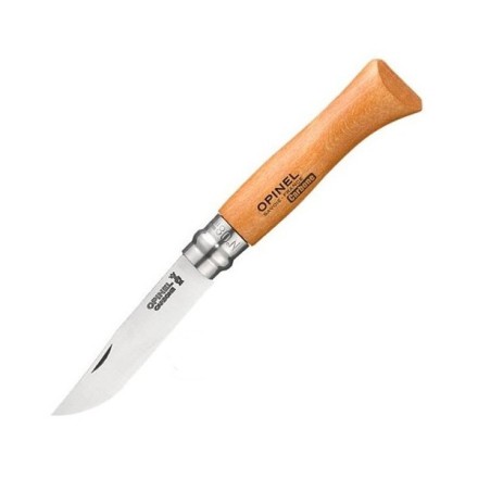 Уцененный товар Нож Opinel №8, углеродистая сталь, рукоять из дерева бука,  (Новый. Не значительно погнут кончик клинка(острие)