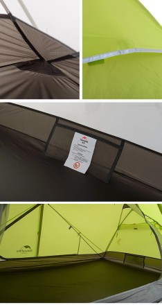 Палатка 2-местная Naturehike сверхлегкая Mongar NH17T007-M, 20D , светло-зеленый, 6927595708088