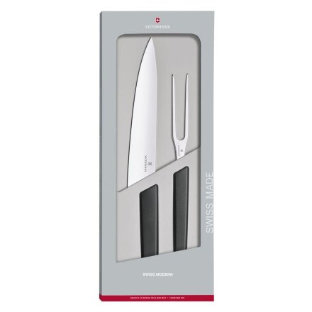 Набор кухонных ножей Victorinox Swiss Modern вилка черный подарочная коробка 6.9093.21G