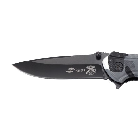Нож Stinger FK-019SNO-CA , 84 мм, рукоять: алюминий, черн.-бел. камуфляж, картонная коробка