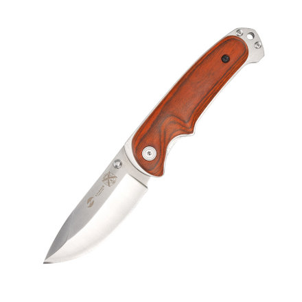 Нож Stinger FK-8236 , 91 мм, рукоять: сталь/дерево, серебр.-корич., картонная коробка