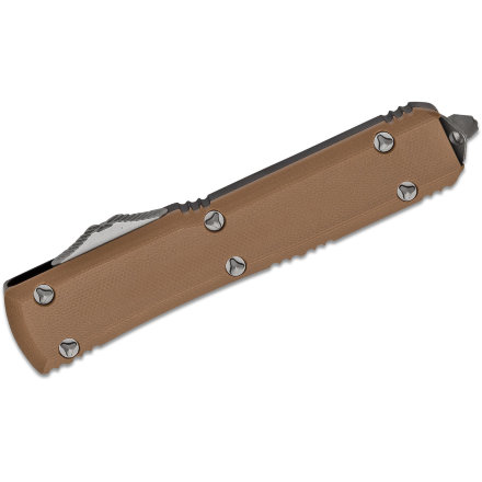 Нож складной автоматический Microtech Ultratech Hellhound, сталь CTS-204P, рукоять песочный G10, клинок стоунвош 119-10GTTA, MT_119-10GTTA