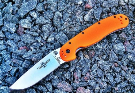 Нож Ontario RAT-1 клинок сатин D2, рукоять оранжевая, 8867OR