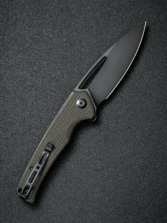 Складной нож SENCUT Mims 9Cr18MoV Steel Black Stonewashed Handle Dark Green Canvas Micarta