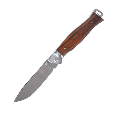 Нож Stinger FK-9903 , 106 мм, рукоять: сталь/дерево, серебр.-корич., картонная коробка