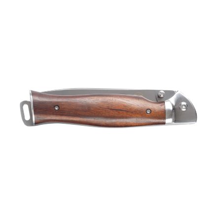 Нож Stinger FK-9903 , 106 мм, рукоять: сталь/дерево, серебр.-корич., картонная коробка