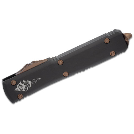 Нож складной автоматический Microtech Ultratech Hellhound, сталь CTS-204P, рукоять черный алюминий, клинок бронза 119-13