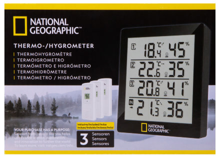 Метеостанция Bresser National Geographic с тремя датчиками черная, LH74621